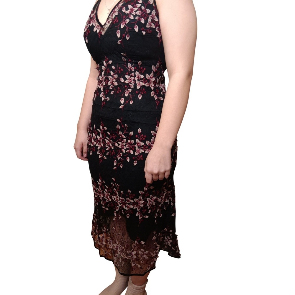 Foxiedox Floral Embroidery Lace Sleeveless Ziva Midi Dress Size XS